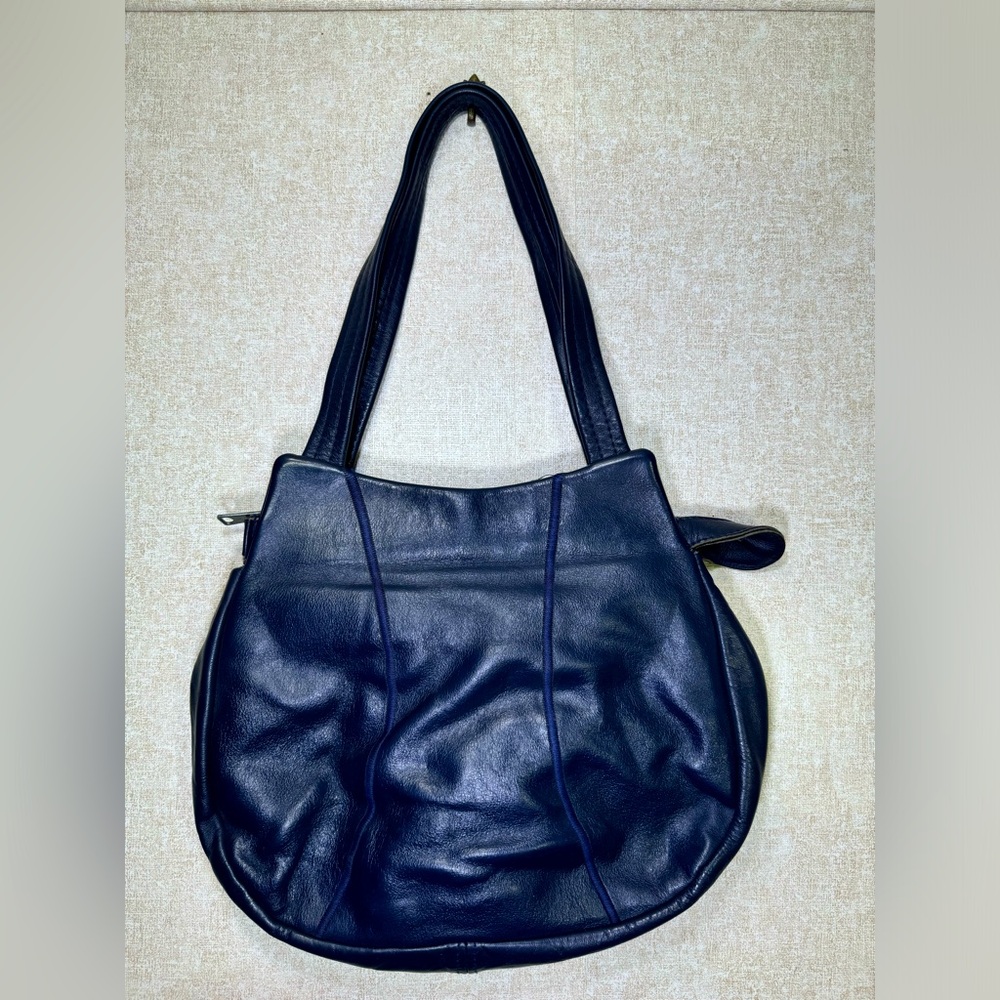 Vintage Leather Purse Navy Blue Handbag 1960s Or 70s Retro